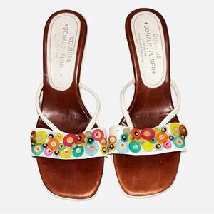 Donald J. Pliner Women's White Sandal Heels with Multicolor Accents